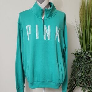 PINK Victoria's Secret Turquoise Half-Zip Sweater